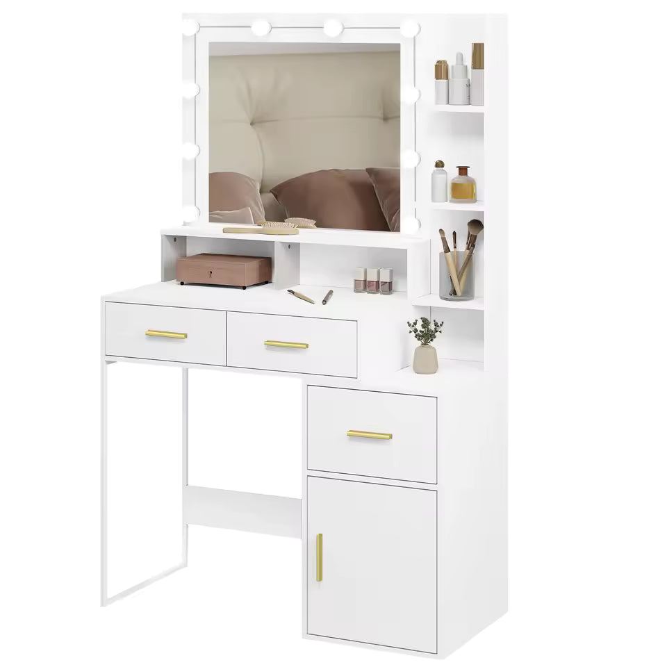 Meuble Coiffeuse avec Miroir et Eclairage LED - Alice