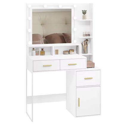 Meuble Coiffeuse avec Miroir et Eclairage LED - Alice