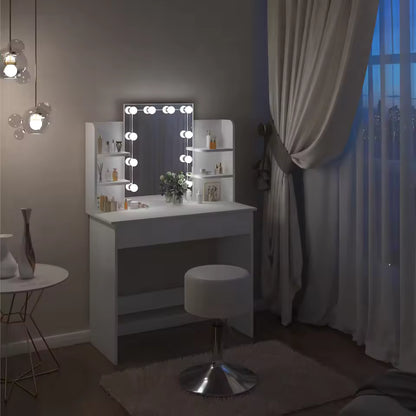 Meuble Coiffeuse avec Eclairage LED et Miroir - Lucie