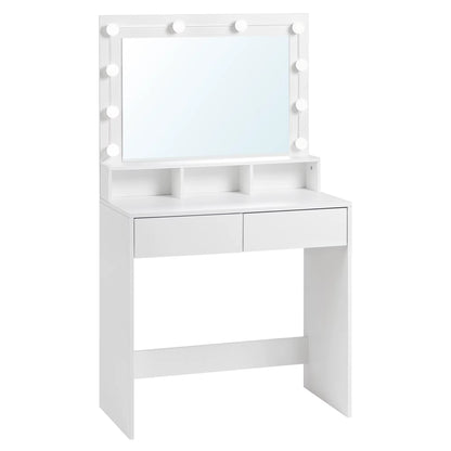 Meuble Coiffeuse avec Ampoules LED et Miroir - Melanie