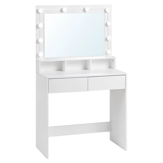 Meuble Coiffeuse avec Ampoules LED et Miroir - Melanie