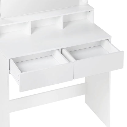 Meuble Coiffeuse avec Ampoules LED et Miroir - Melanie