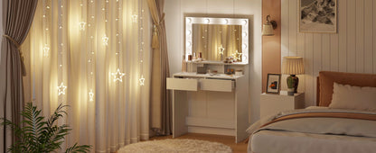 Meuble Coiffeuse avec Ampoules LED et Miroir - Melanie